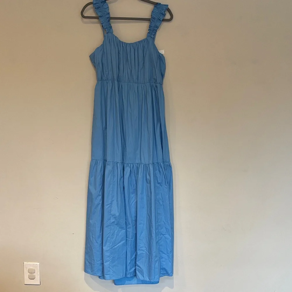 Abercrombie and fitch XL Light Blue Ruched Strap Maxi Dress
